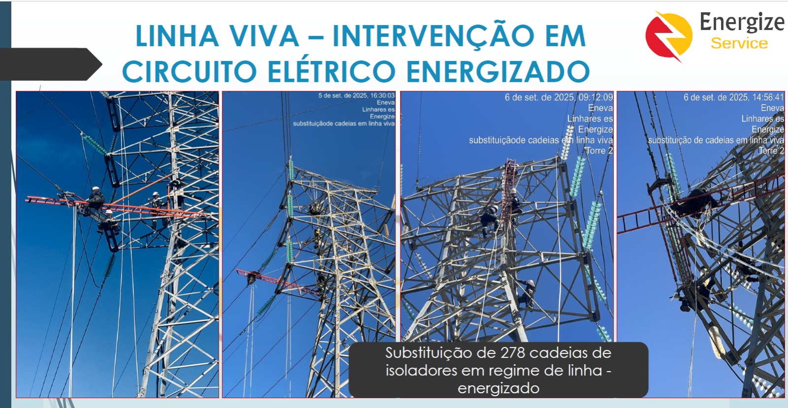 Substituição de cadeias de isoladores em linha viva em torres de transmissão