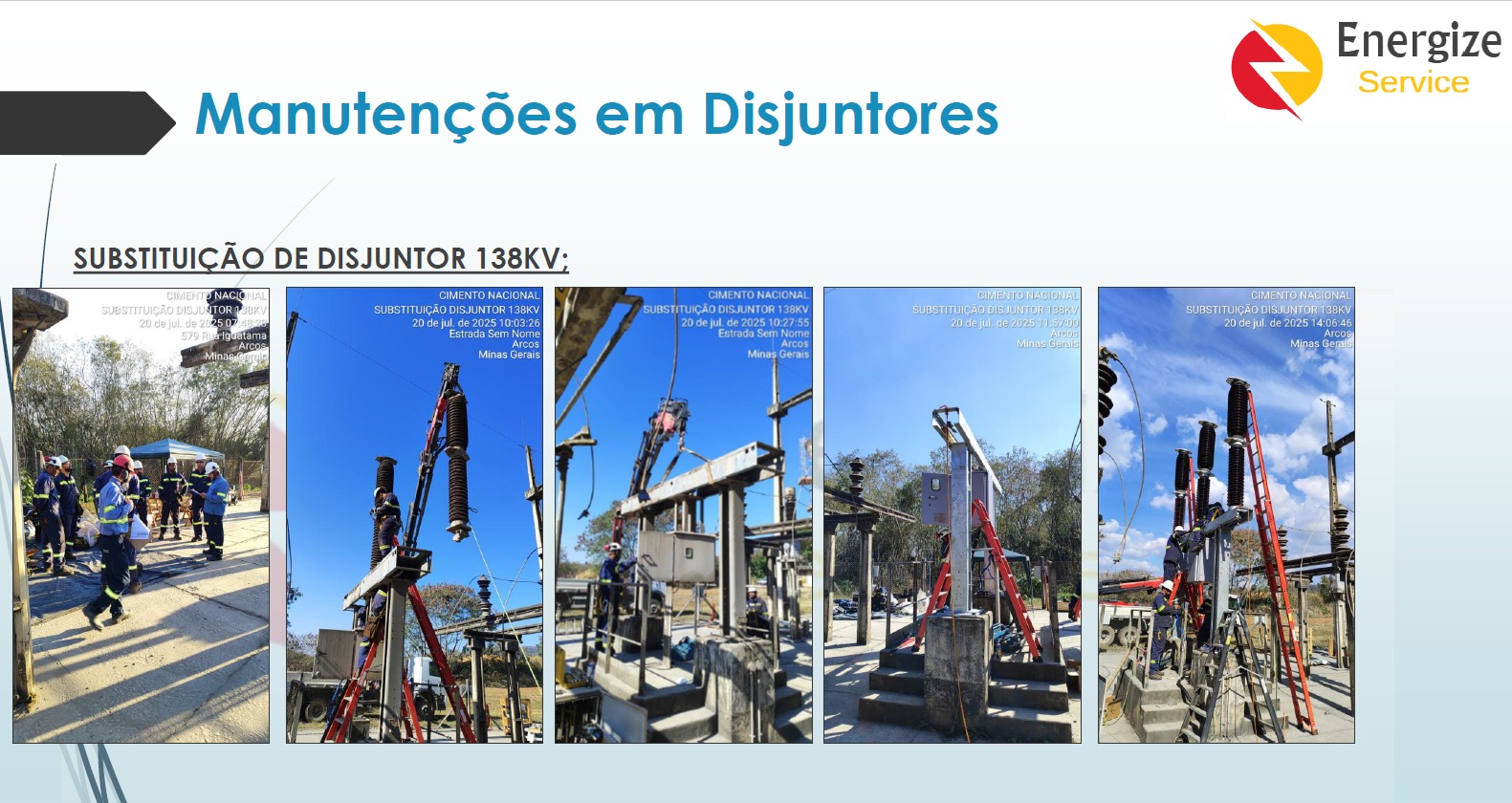 Substituição de disjuntor 138 kV em subestação Cimento Nacional